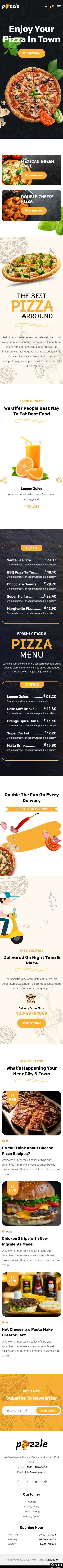 美味披萨品牌网站模板-手机预览