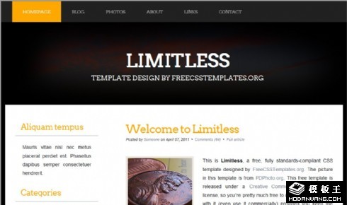 永无止境黑色日志网页模板