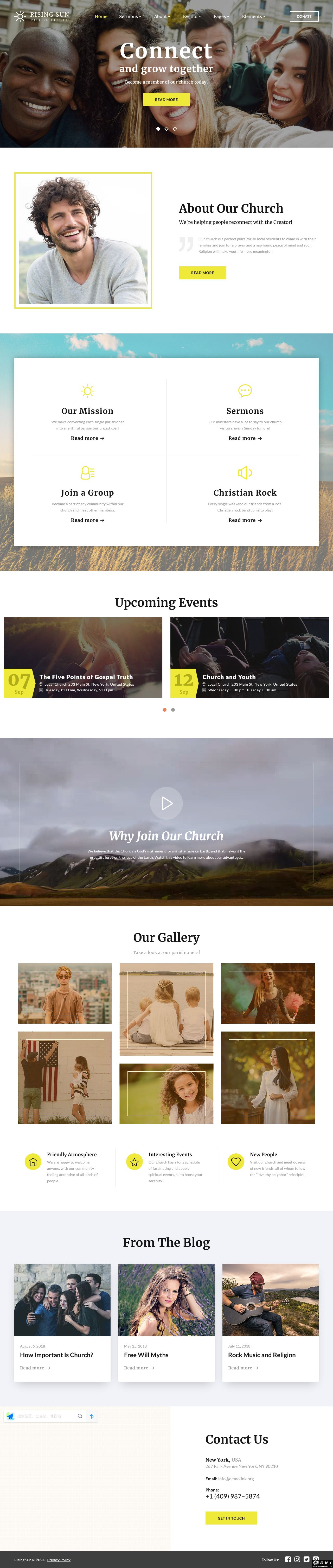 社区教堂网站模板-PC预览