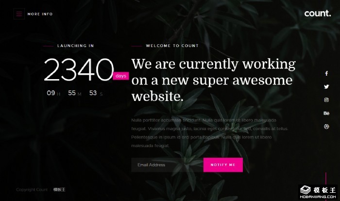 暗黑背景倒计时网页模板