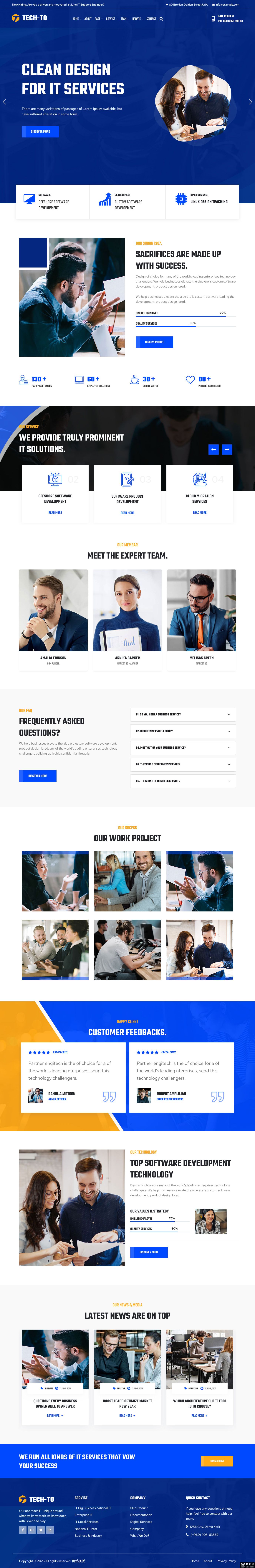 蓝色IT软件开发服务网站模板-PC预览