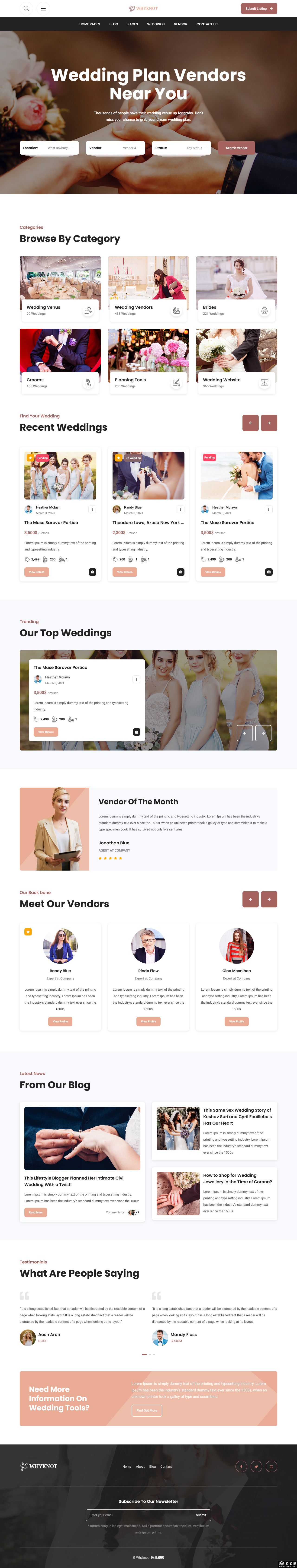 婚礼策划婚庆公司网站模板-PC预览