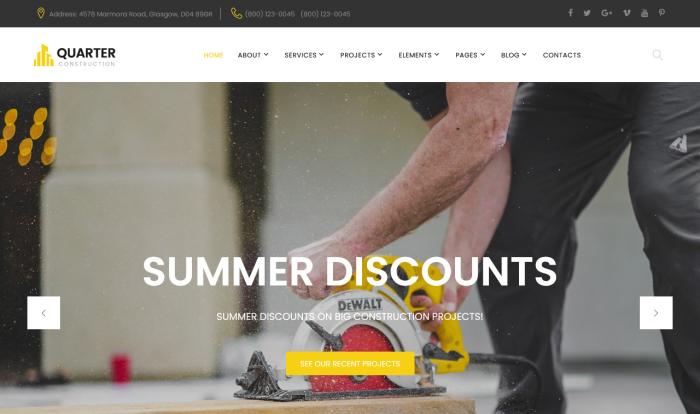 建筑工程全方位服务展示网站模板