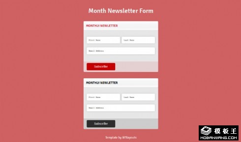 红色订阅提交表单网页模板