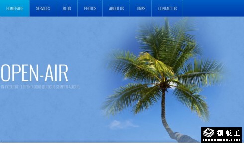 沙滩蓝天户外信息网页模板