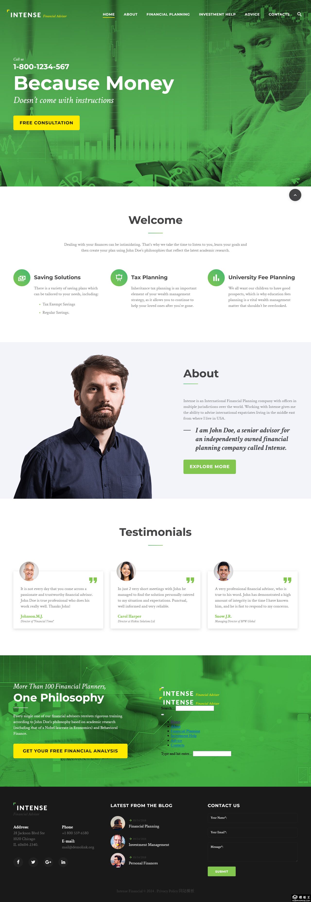 全面财务解决方案咨询网站模板-PC预览