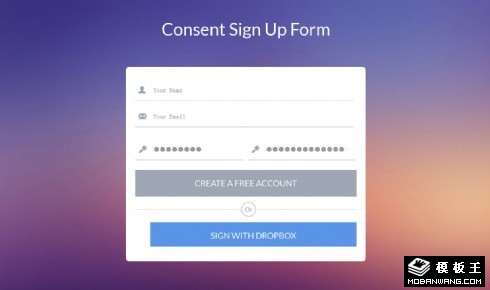 紫色注册登录表单响应式网页模板