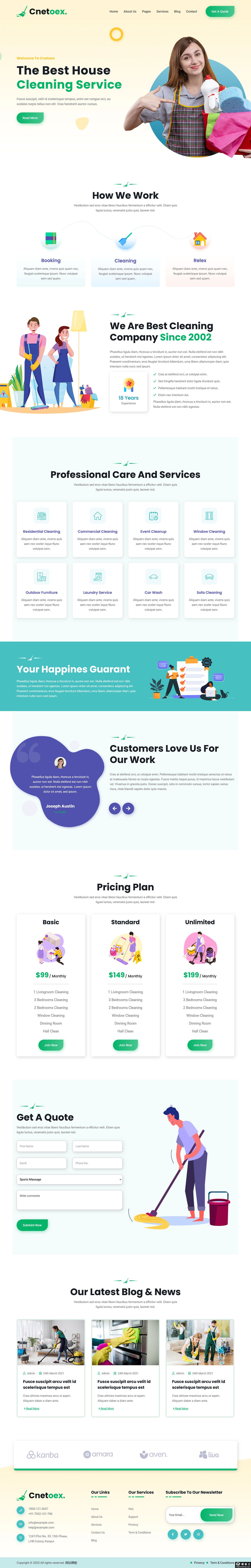 房屋清洁护理服务网站模板-PC预览