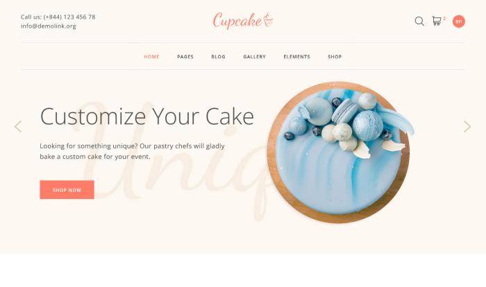 简约浅色风格蛋糕店专属网站模板