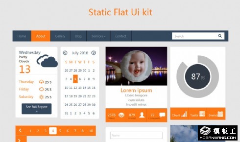 橙色UIKIT组件响应式网页模板