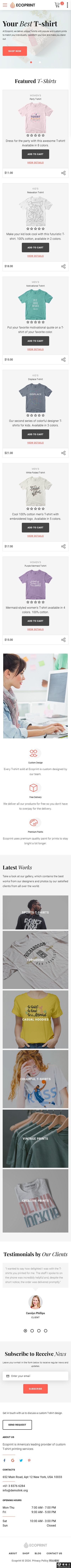 专业定制T恤商城网站模板-手机预览