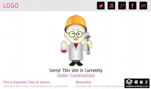 工程师正在建设网站中网页模板