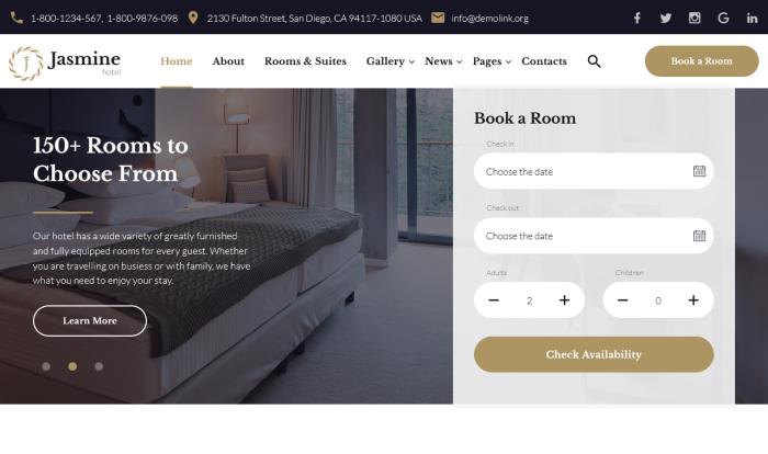 酒店风采展示与预订精品网站模板