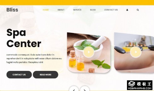 黄色养生SPA服务中心响应式网页模板