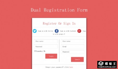 第三方注册登录表单响应式网页模板