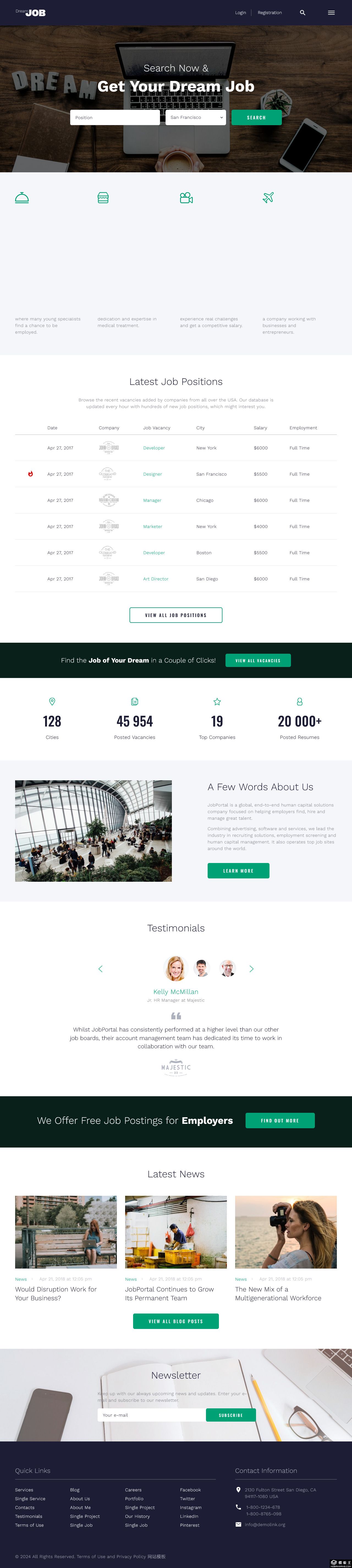 求职招聘互动平台网站模板-PC预览