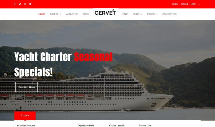 游艇租赁与游轮旅行服务网站模板