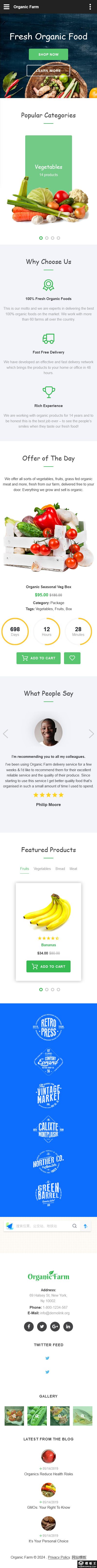 高端有机食品销售网站模板-手机预览