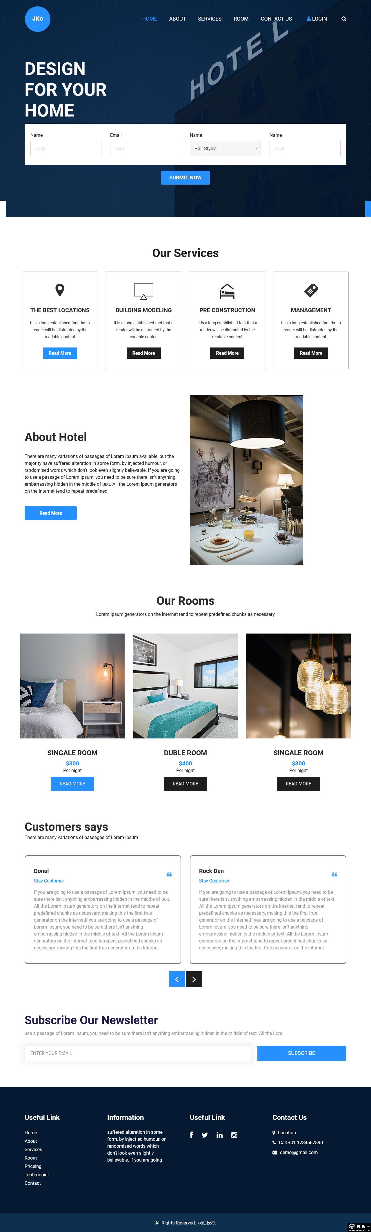 酒店预约服务网站模板-PC预览