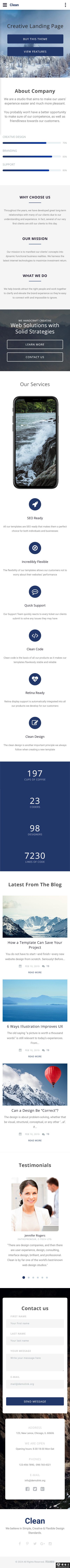 简约创意企业业务展示单页模板-手机预览