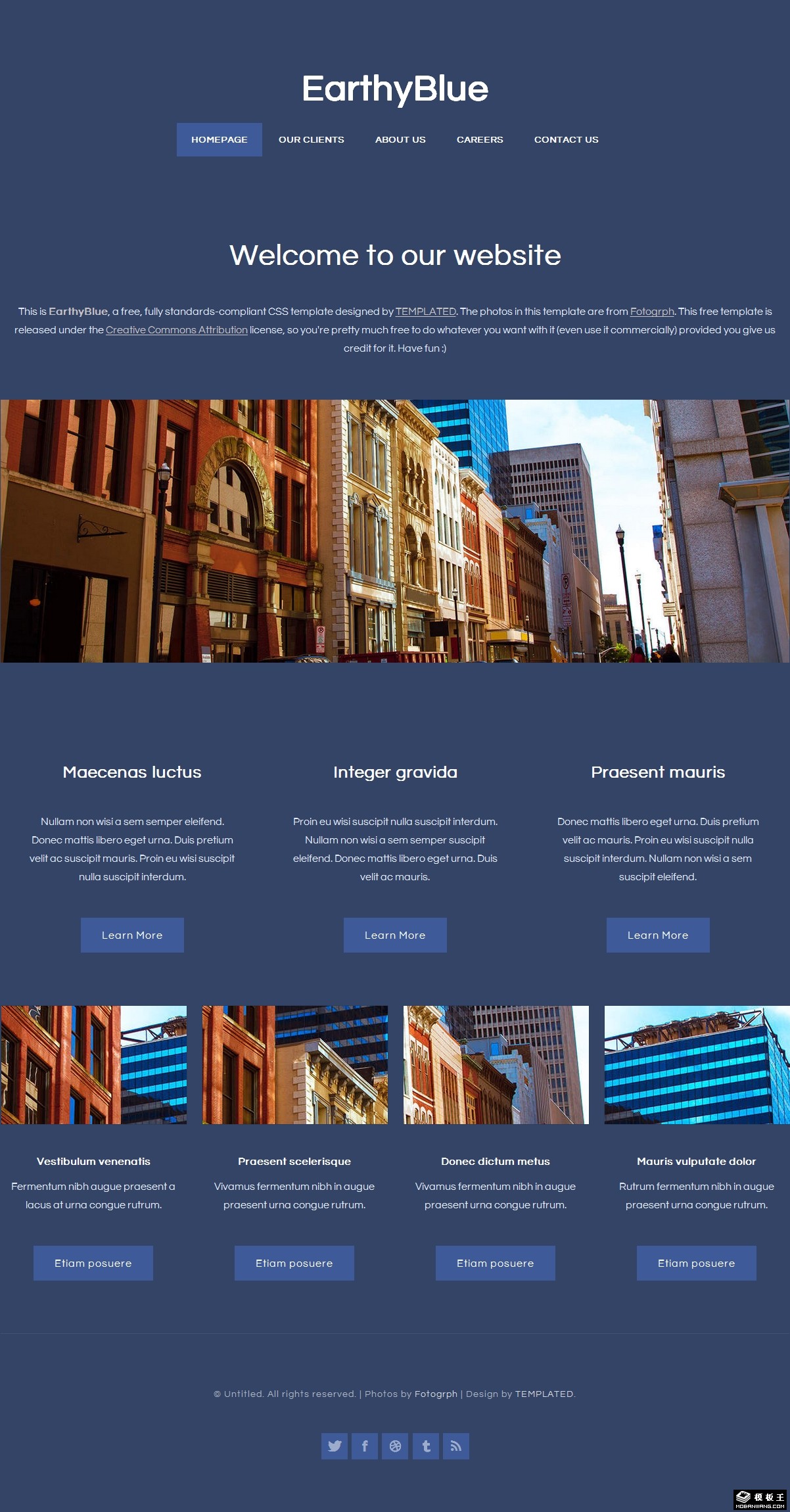 普蓝色图文列表网页模板