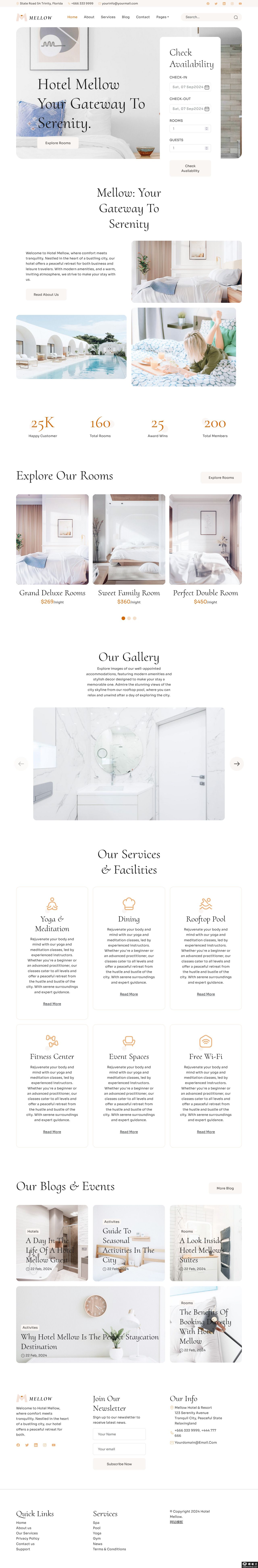 简约北欧风酒店网站模板-PC预览