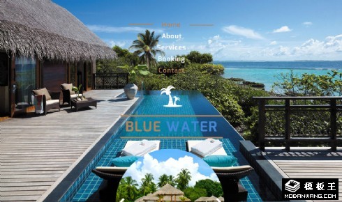 蓝色海景酒店响应式网页模板