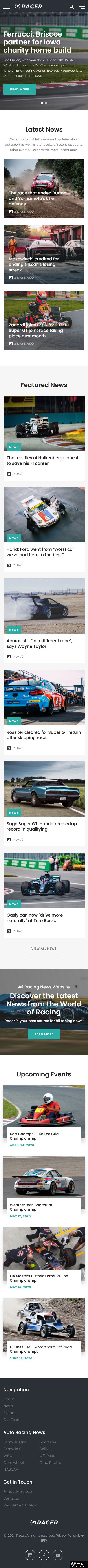 全能赛车新闻赛事网站模板-手机预览