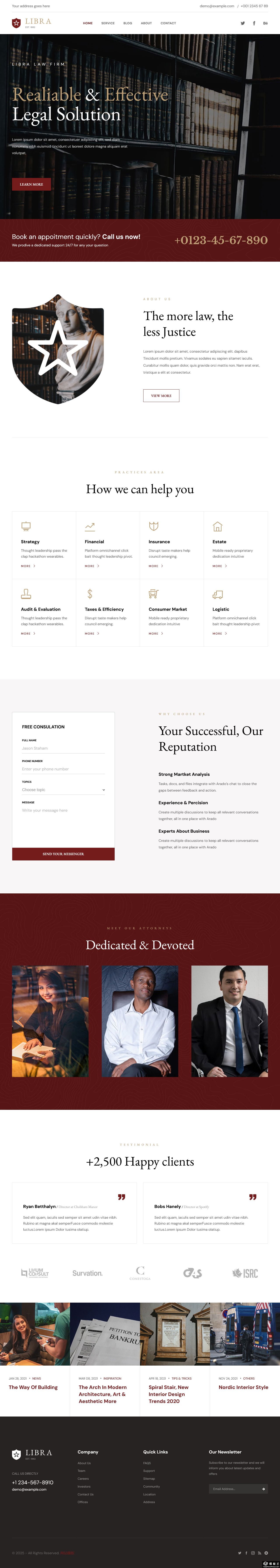 专业高效法律事务所网站模板-PC预览