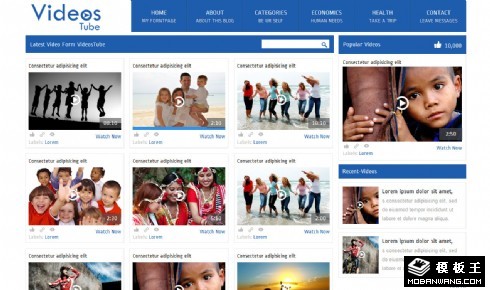 蓝色视频门户网站模板