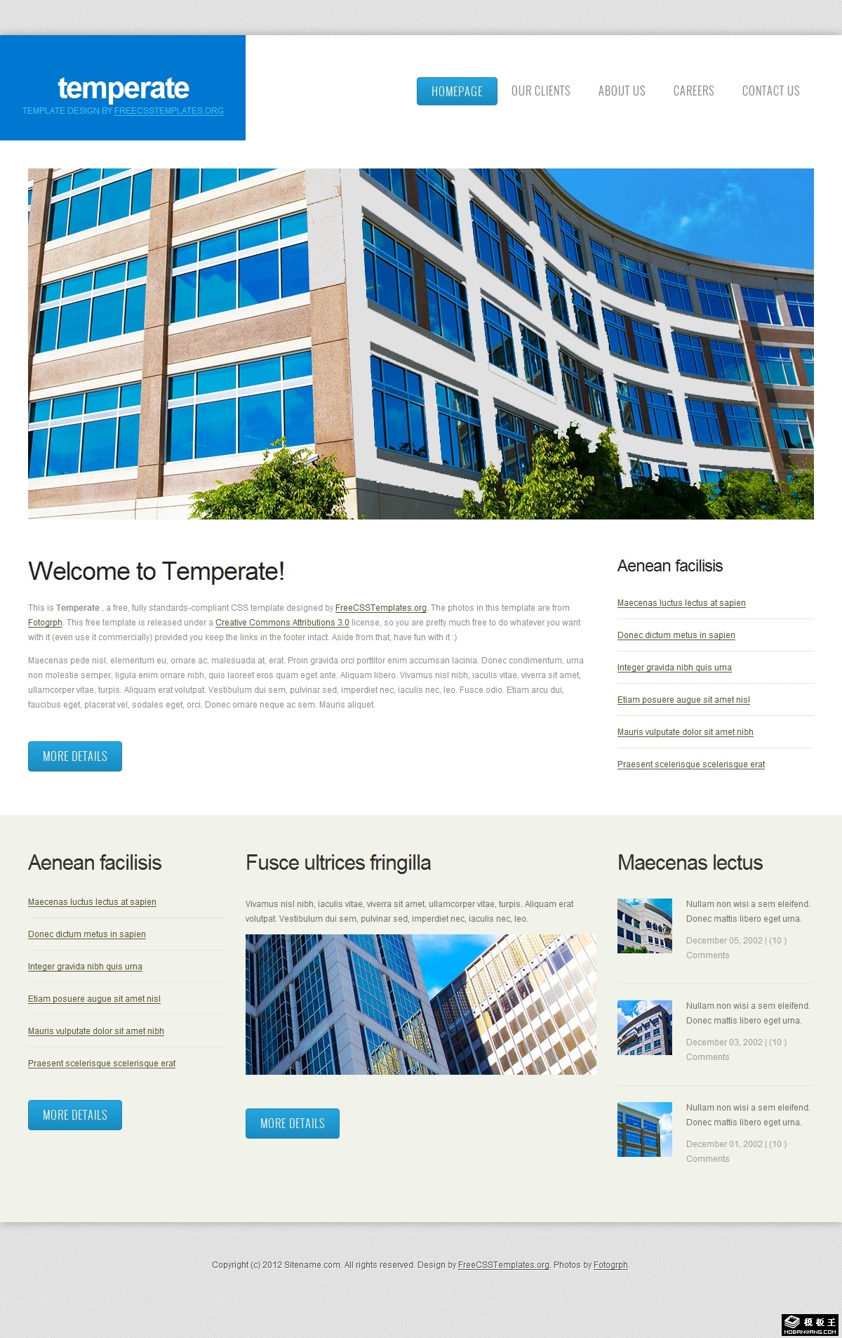 蓝色简约商务动态网页模板