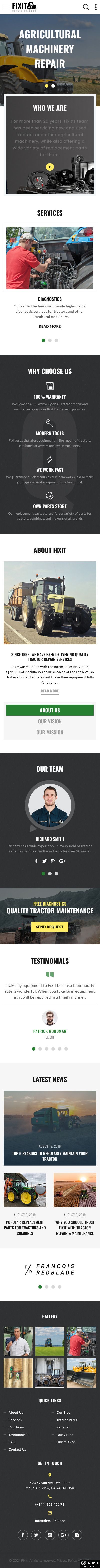 农业机械维修服务网站模板-手机预览