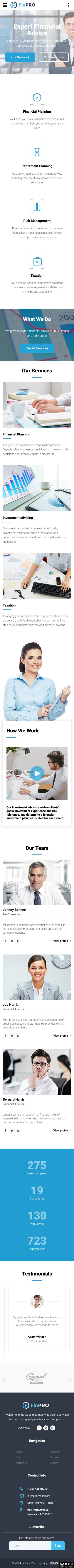 金融智选专业顾问网站模板-手机预览