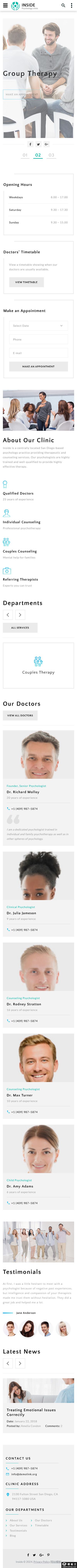 专业心理健康诊所网站模板-手机预览