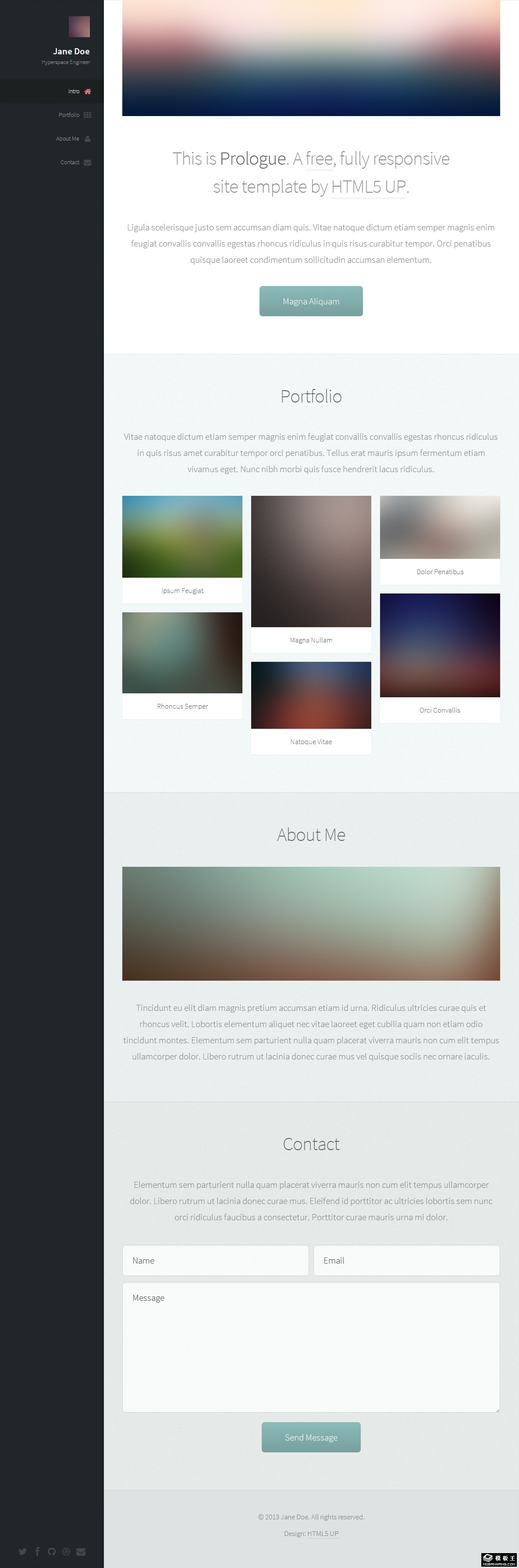 左侧导航二列响应式网页模板