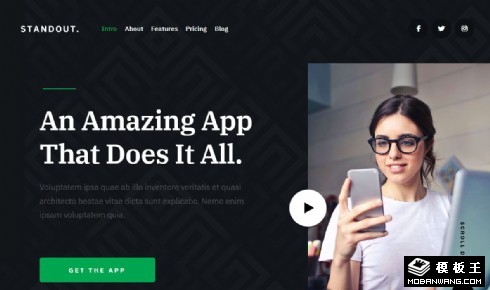 APP功能动态展示响应式网站模板