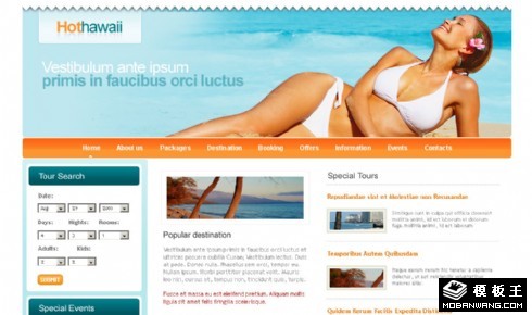 夏威夷热浪旅游网页模板