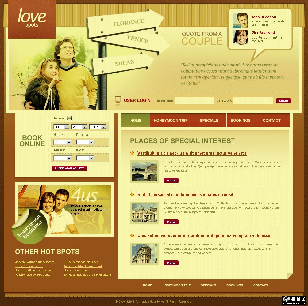 欧洲蜜月之旅网页模板