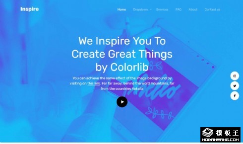 蓝色项目理念展示响应式网页模板