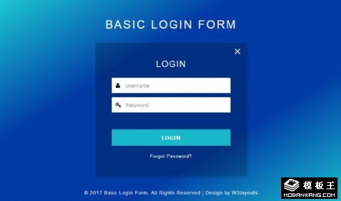 蓝色渐变登录框网页模板