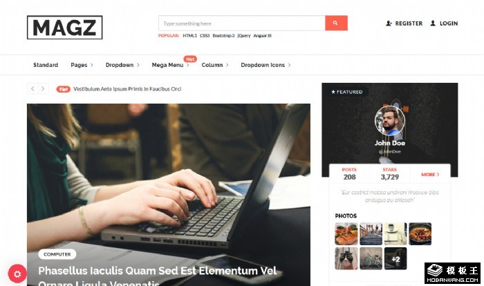 在线时尚博客媒体网页模板