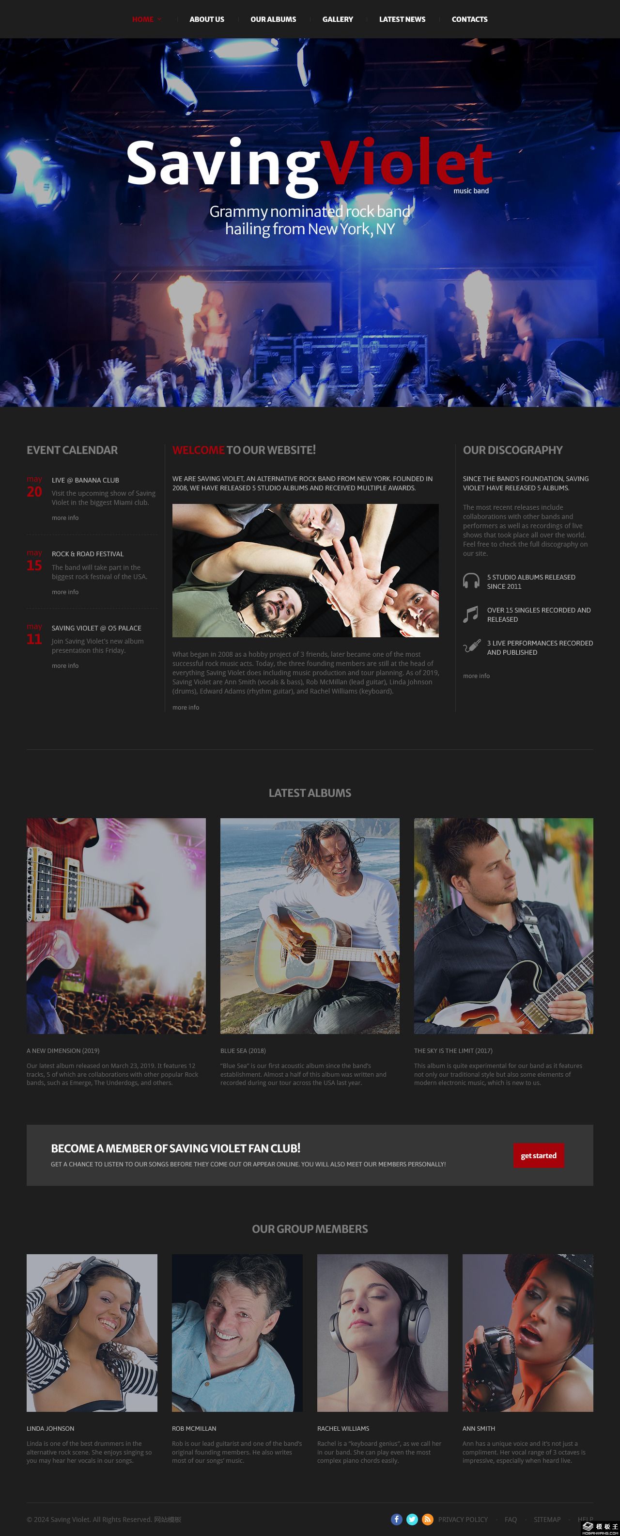摇滚乐队官方动态网站模板 -PC预览
