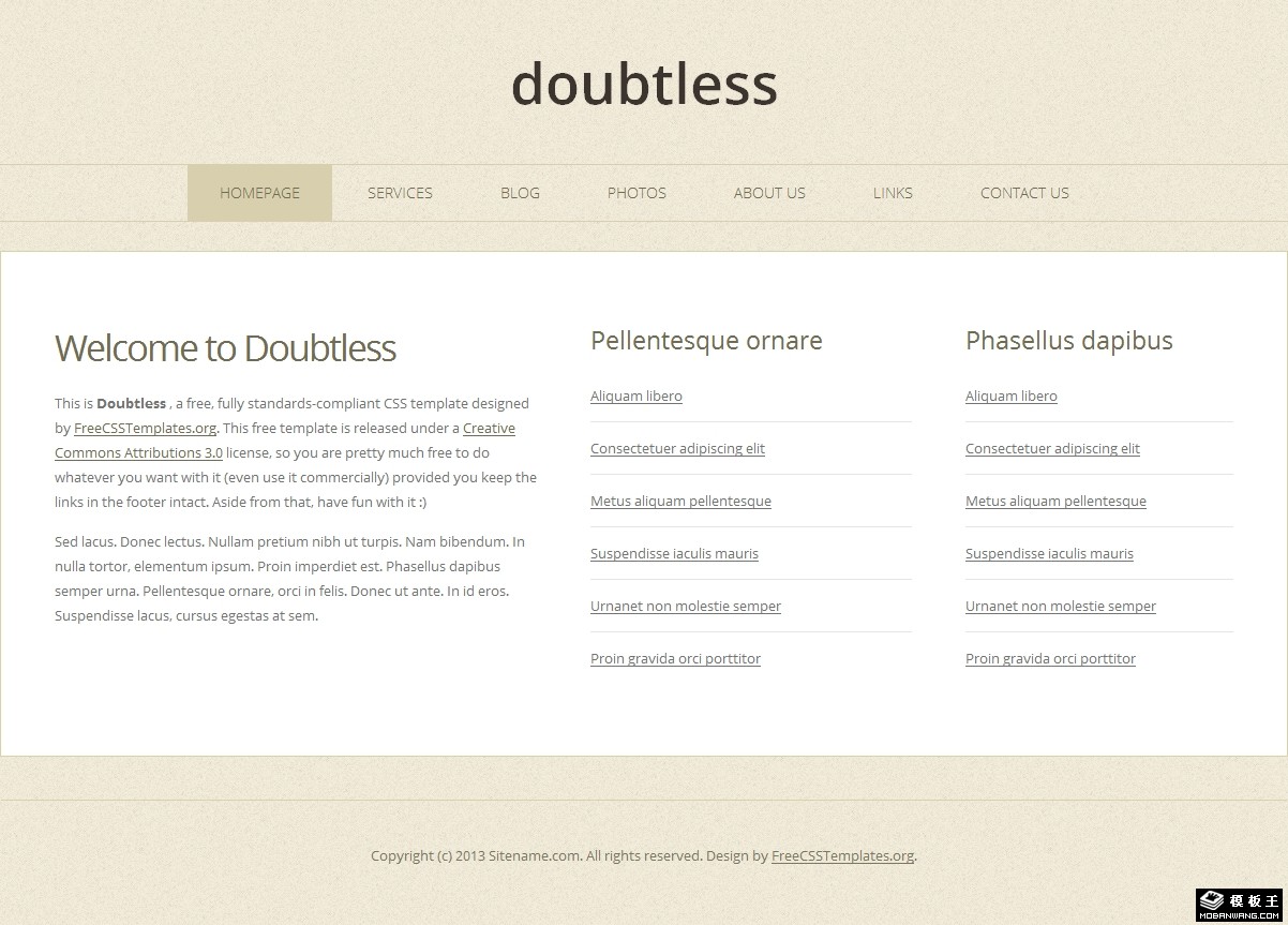 浅棕噪点背景信息网页模板