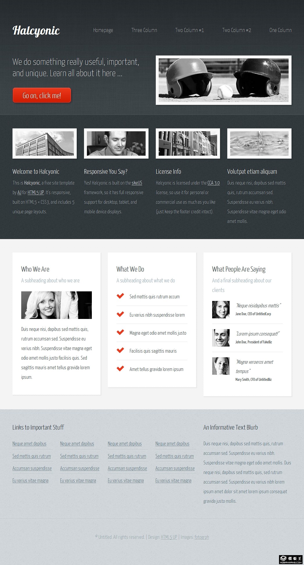 二列三列信息自适应网页模板