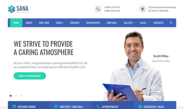 蓝色智慧医疗服务网站模板