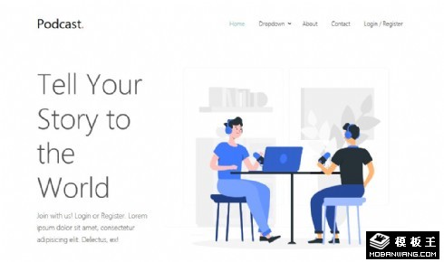播客视频服务响应式网页模板