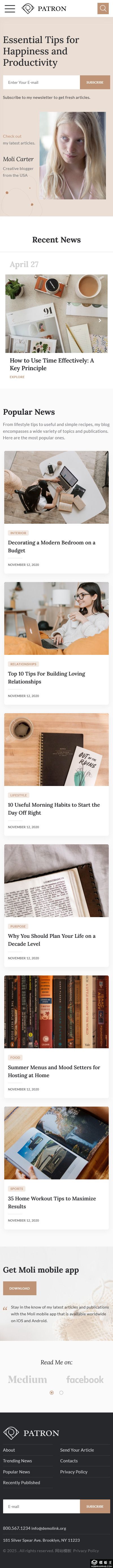 简约休闲生活博客网站模板-手机预览