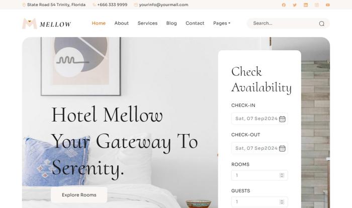 简约北欧风酒店网站模板