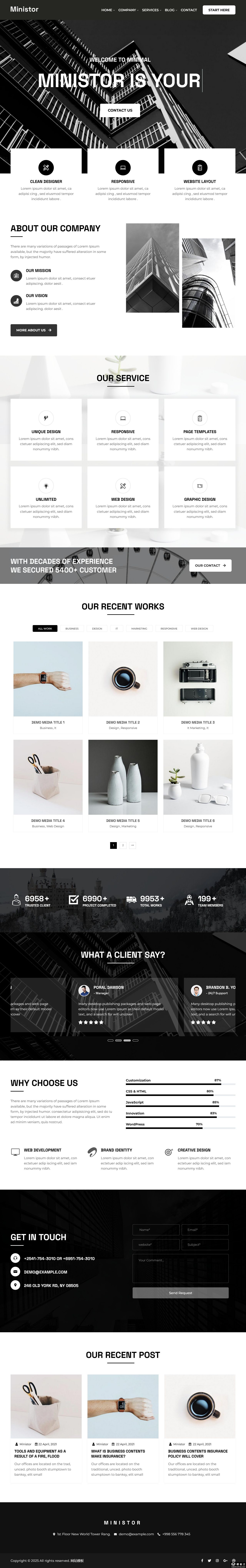 黑白商业服务公司网站模板-PC预览