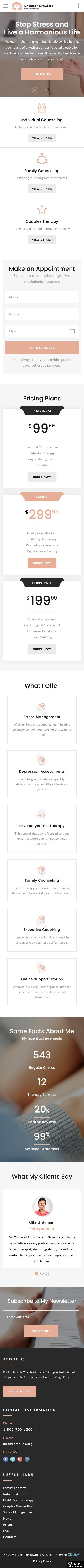 专业心理咨询治疗网站模板-手机预览